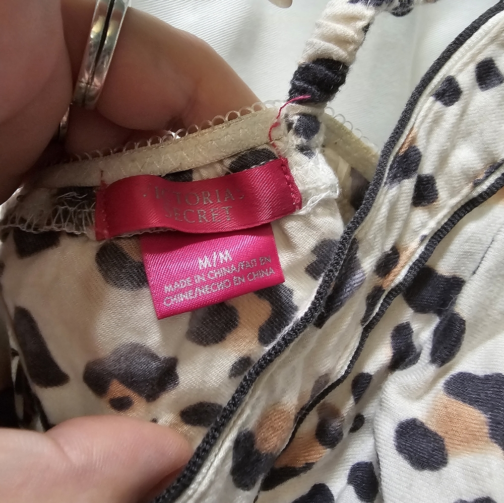 Victoria's Secret leopard print cotton lingerie babydoll cami M - Picture 7 of 9